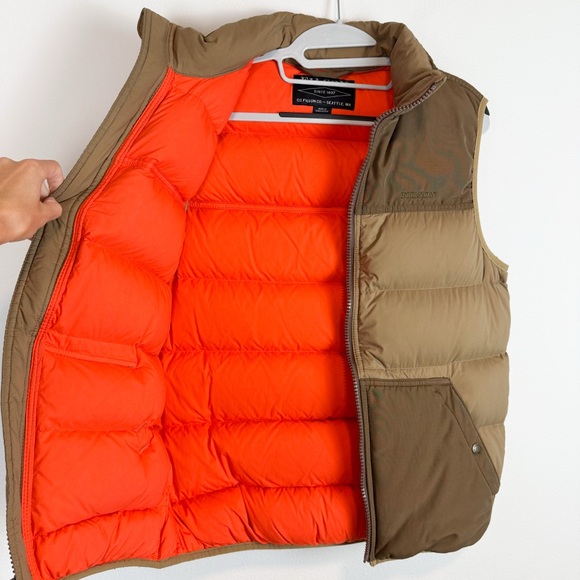 Filson Featherweight Down Puffer Vest Dark Tan Khaki 700CC Men’s Size Small - Picture 10 of 16